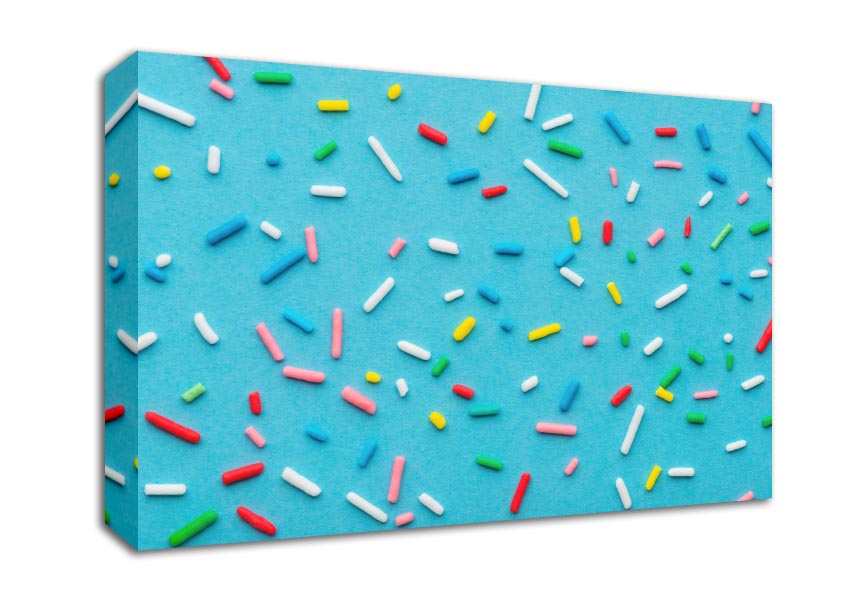 Hundreds and thousands on blue Canvas Wall Art