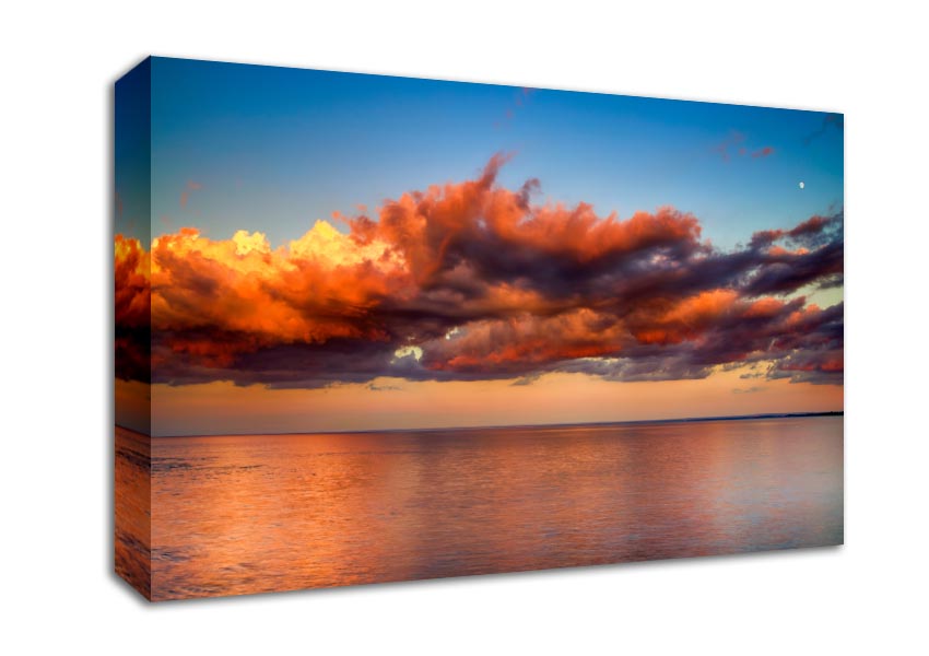 Red glowing clouds above the sea Canvas Wall Art