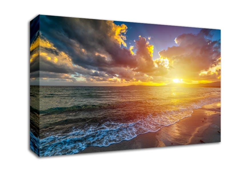 Sunset on the beach of essex Canvas Wall Art