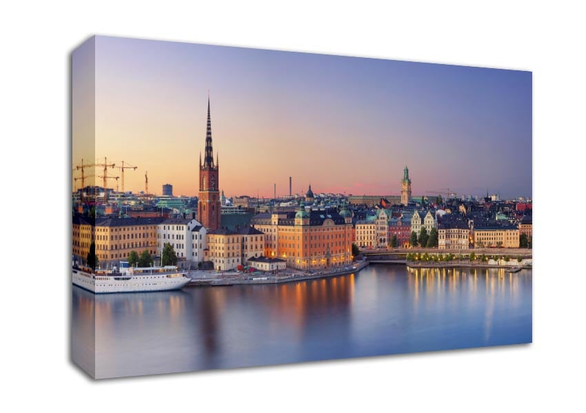 Stockholm city on the waterfront Canvas Wall Art