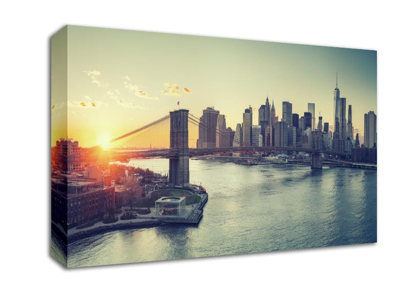 Bridge in New york over the water Canvas Wall Art