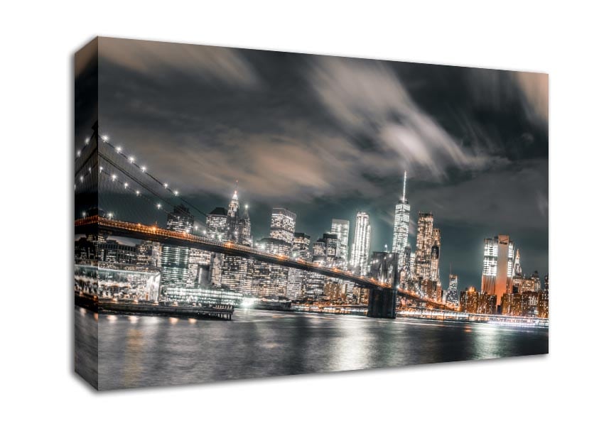 Light on the bridge in New York Canvas Wall Art