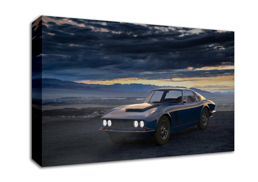 Retro Car in the clouds Canvas Wall Art