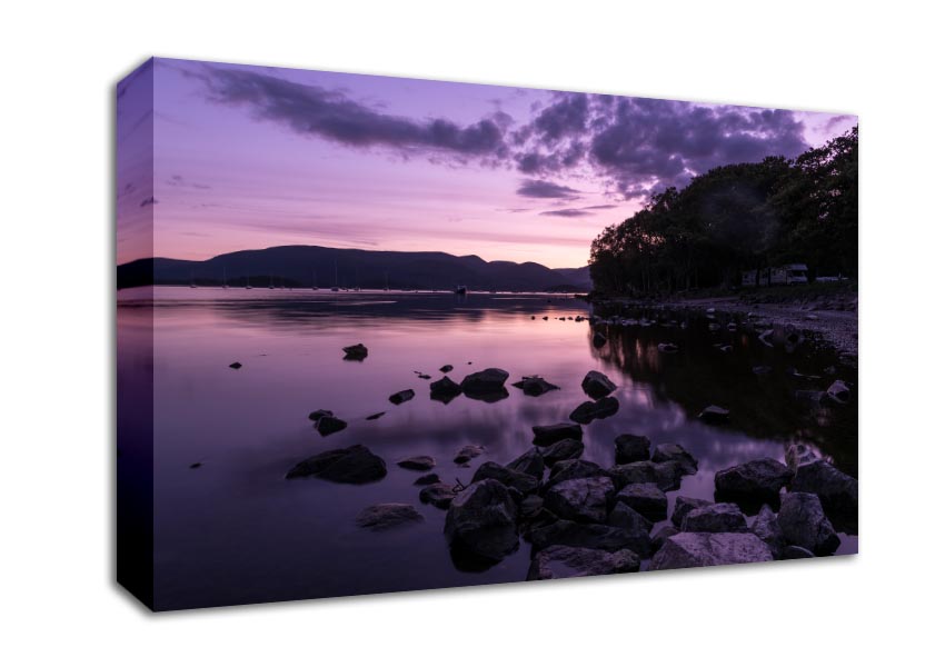 Purple night river Canvas Wall Art