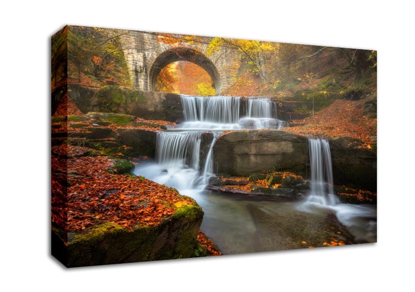 Waterfall under the bridge Canvas Wall Art