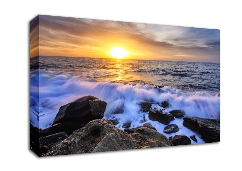 The waves crashing out at sea Canvas Wall Art
