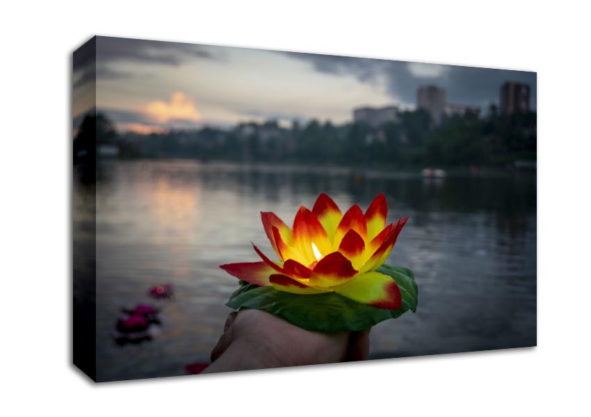 Flower candle in city view Canvas Wall Art
