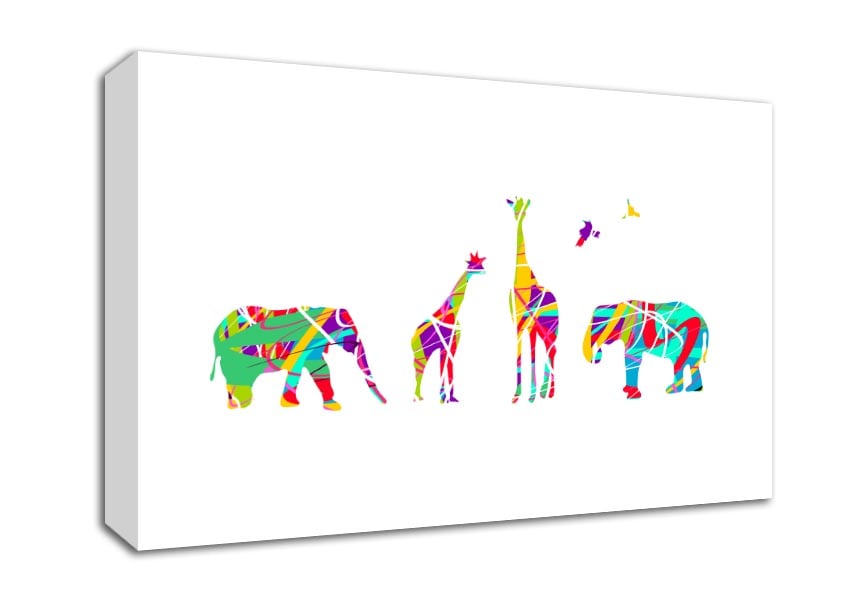 Safari animals lined up Canvas Wall Art