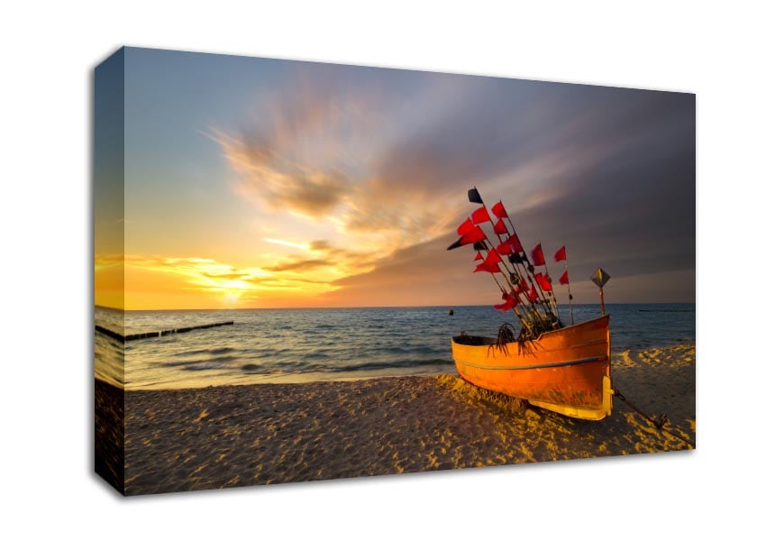 Flags in a fishing boat Canvas Wall Art