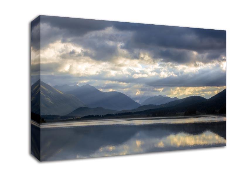 Grey tones of mountain view Canvas Wall Art