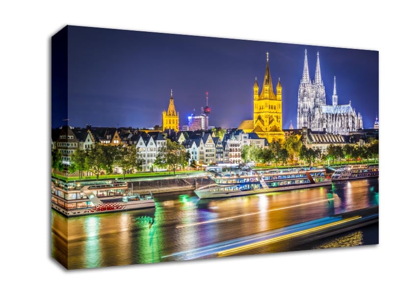 Bold lights on the harbour Canvas Wall Art