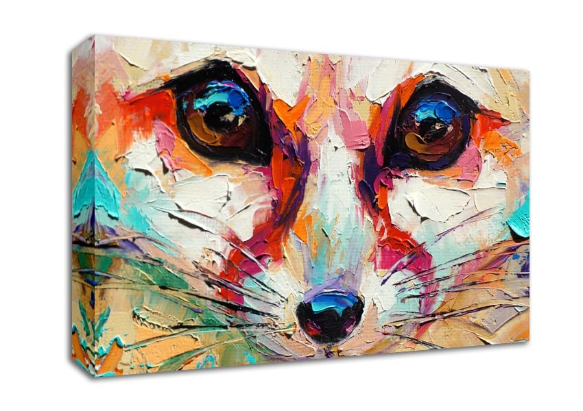 Close Up Fox Painting Canvas Wall Art