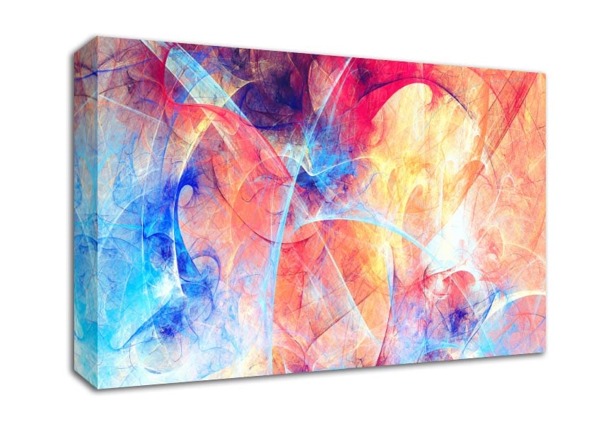 Swirls of blue and peach Canvas Wall Art