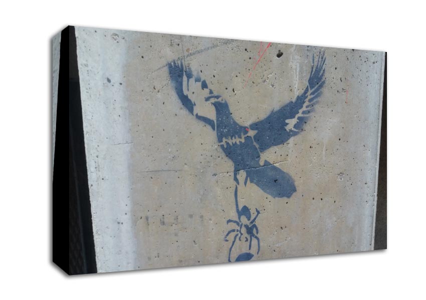 Dove taking off with spider Canvas Wall Art