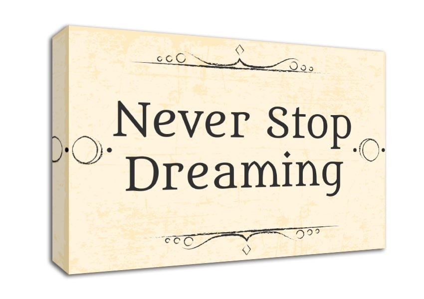 Never stop dreaming Canvas Wall Art
