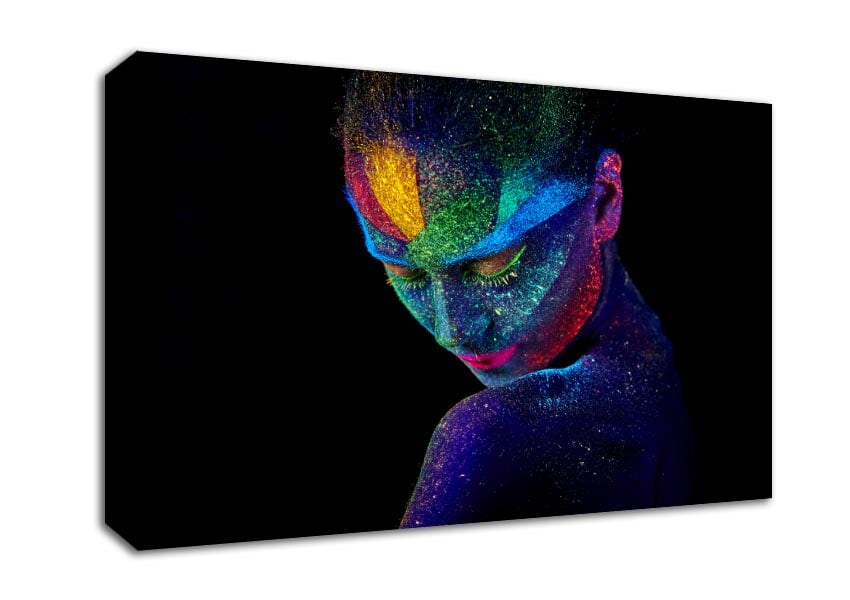 Splattered neon paint lady Canvas Wall Art