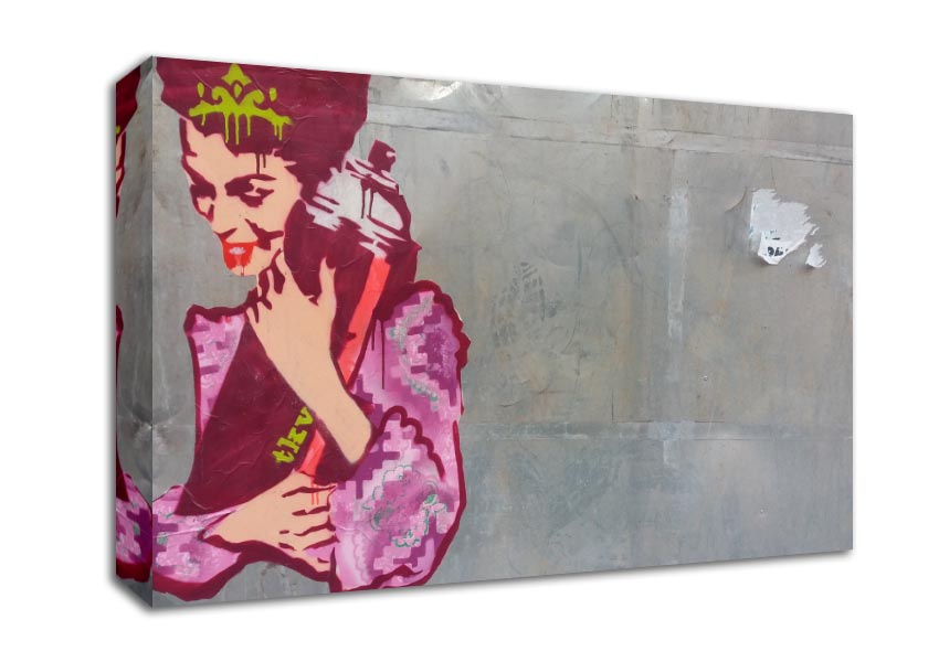 Woman hugging the spray can Canvas Wall Art