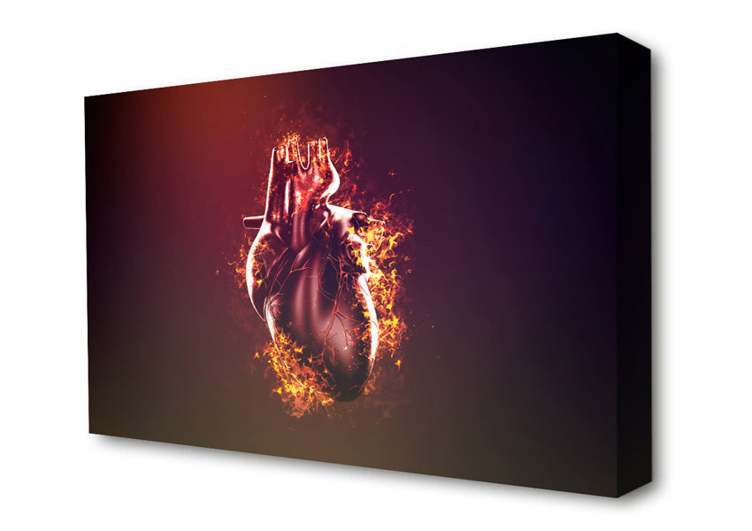 Flaming Heart Canvas Wall Art