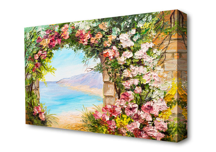 Floral View Of The Cove Watercolour Canvas Wall Art