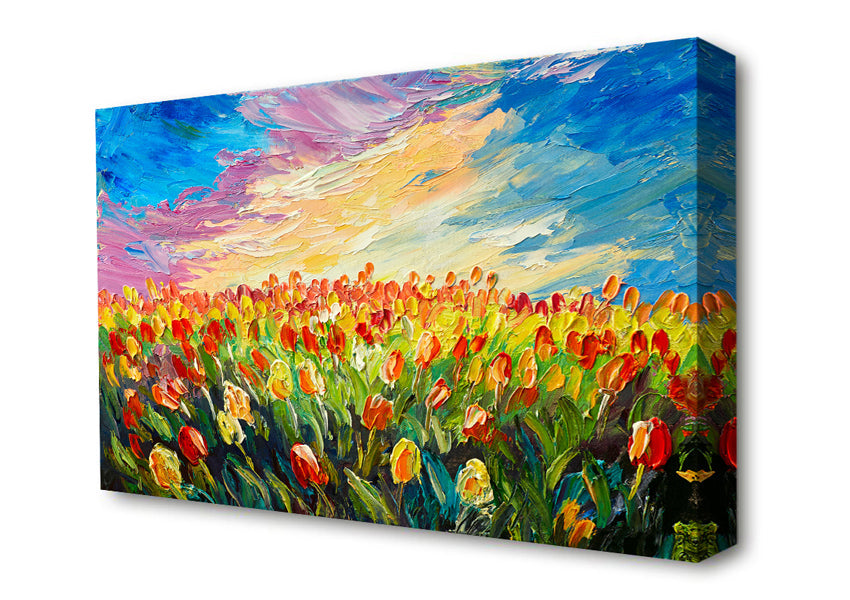 Field Of Stunning Tulips Canvas Wall Art