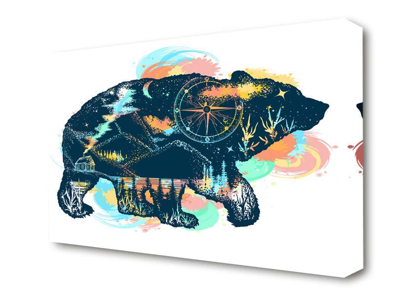 Compass Bear Canvas Wall Art