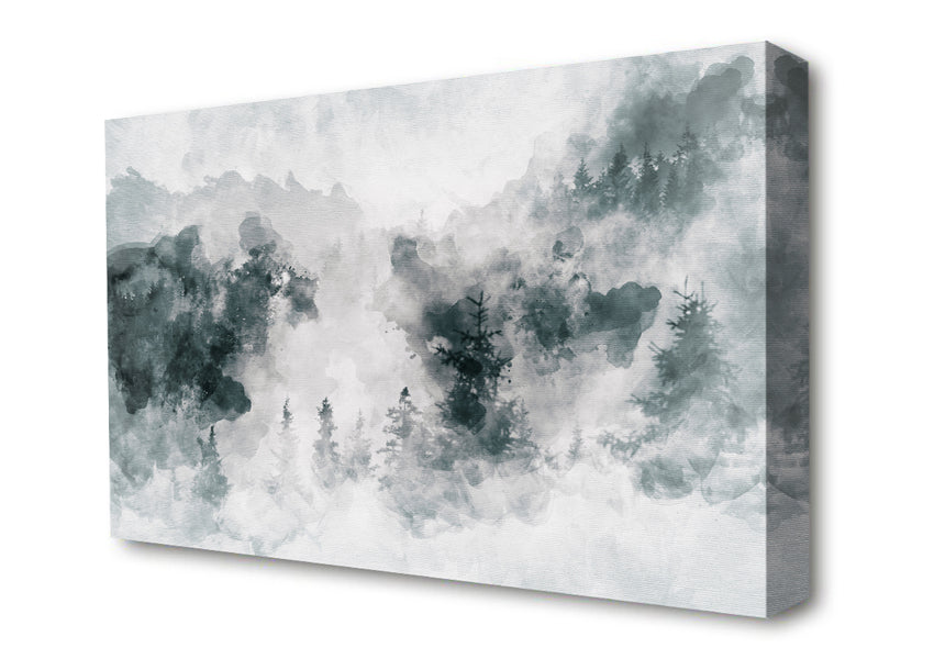 Watercolour Grey Forest Canvas Wall Art