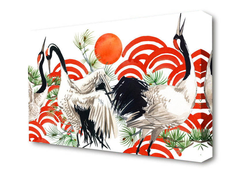 Japanese Stork Canvas Wall Art