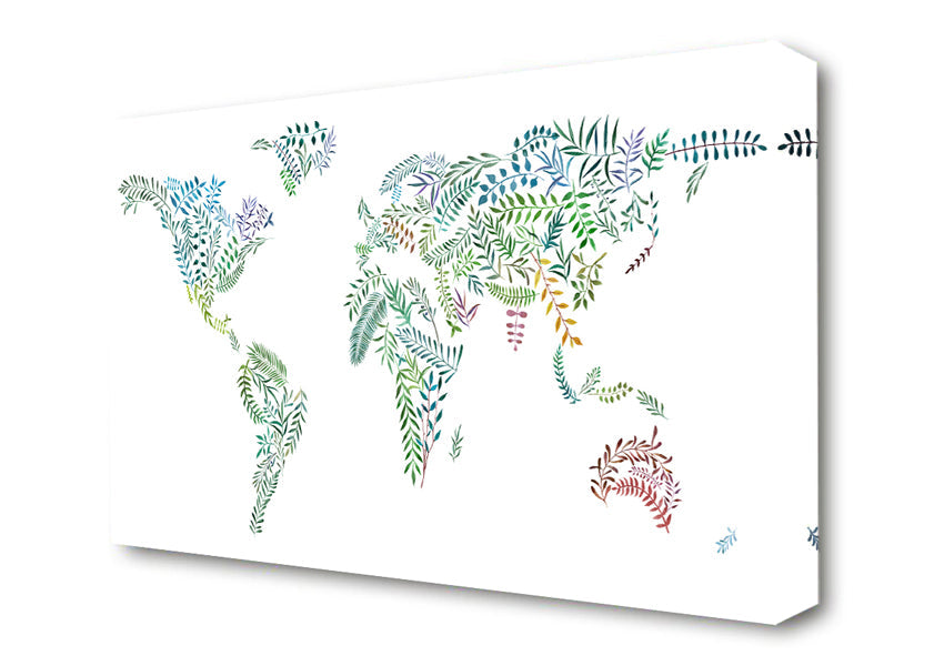 Leafy World Map Canvas Wall Art