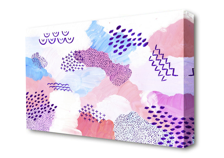 Mid Century Lilac Patterns Canvas Wall Art