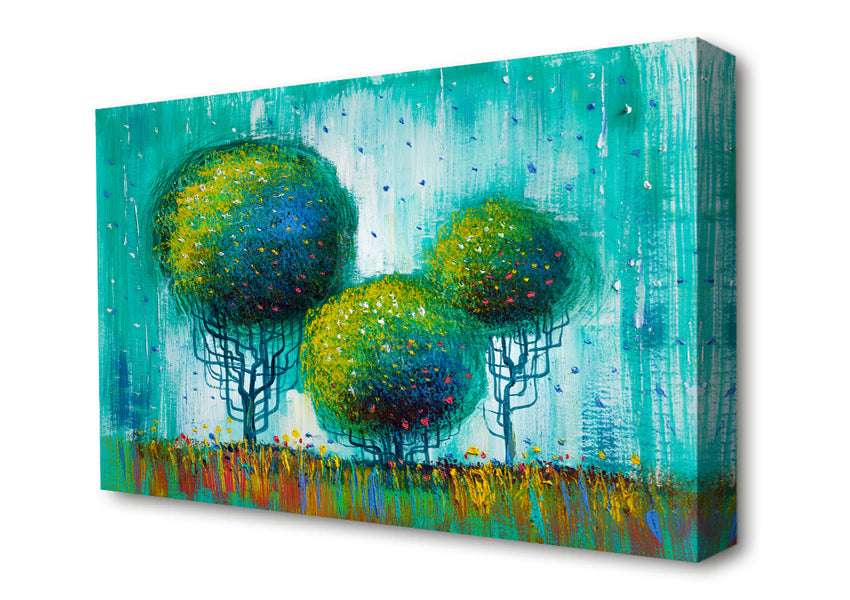 Three Round Trees Canvas Wall Art