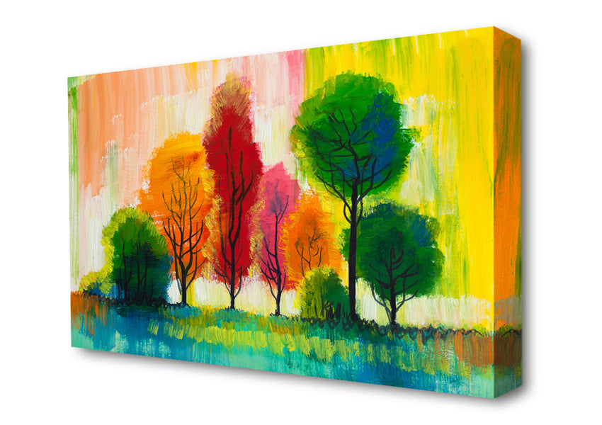 Autumn Vibrant Trees Canvas Wall Art
