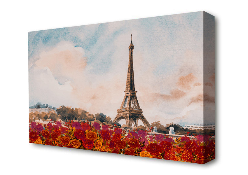 The Eiffel Tower Roses Canvas Wall Art