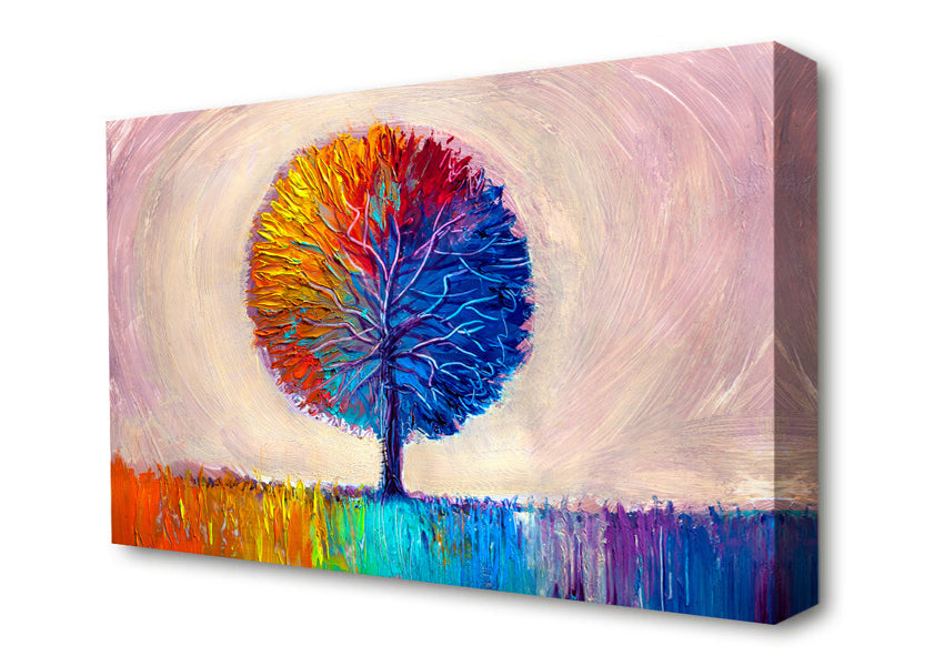 Lone Tree Rainbow Canvas Wall Art