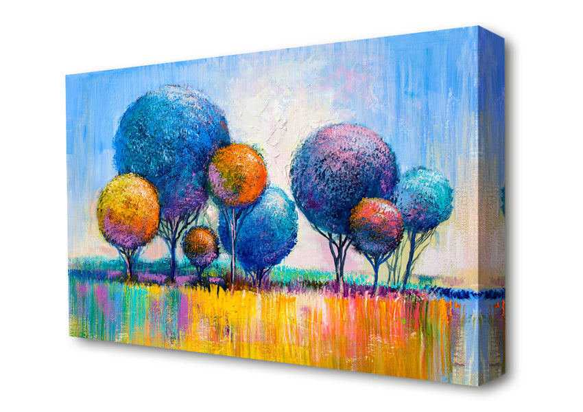Circular Trees In The Meadow Canvas Wall Art