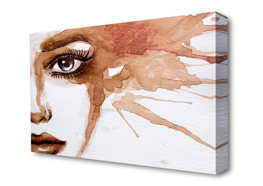 Watercolour Sepia Face Canvas Wall Art