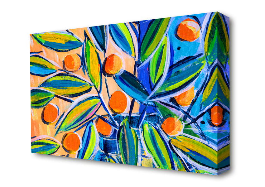 Bright Oranges On Tree Canvas Wall Art