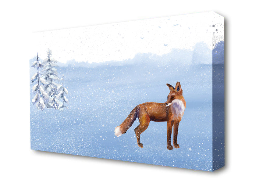 Fox In The Delicate Snow Canvas Wall Art