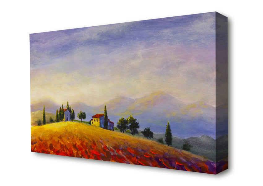 Farm On The Countryside Hill Canvas Wall Art