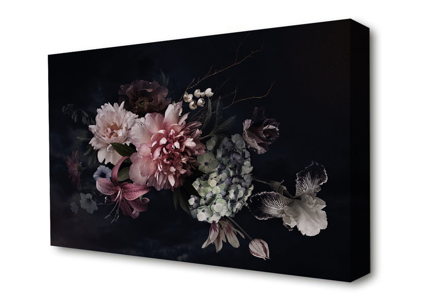 Flower Arrangement Darkness Canvas Wall Art