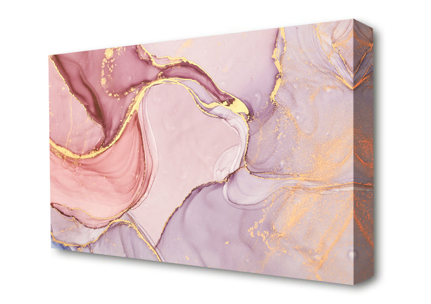 Oil Paint Pink And Gold Canvas Wall Art