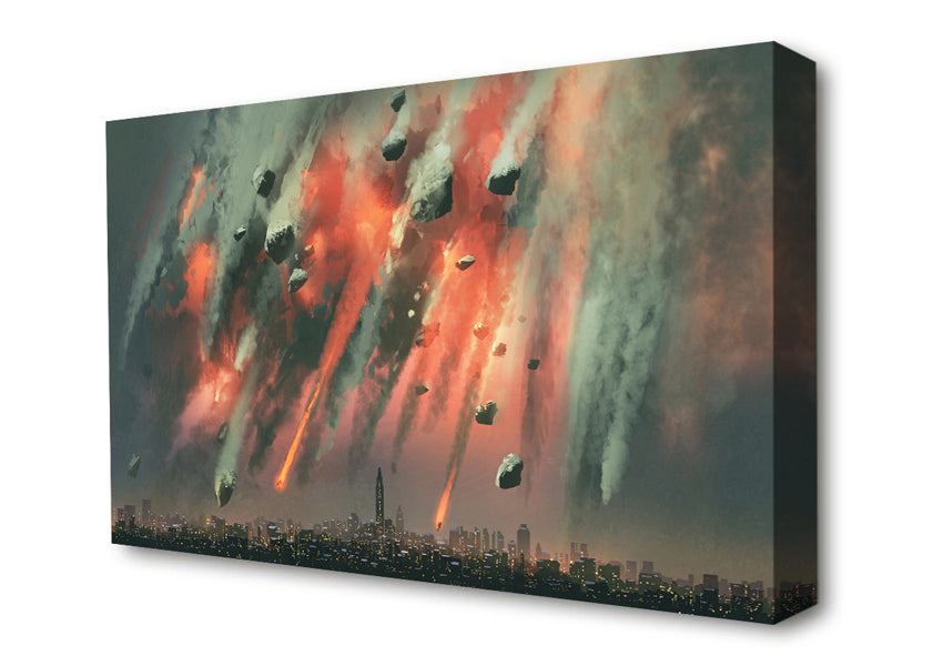 Asteroids Hitting The Earth Canvas Wall Art