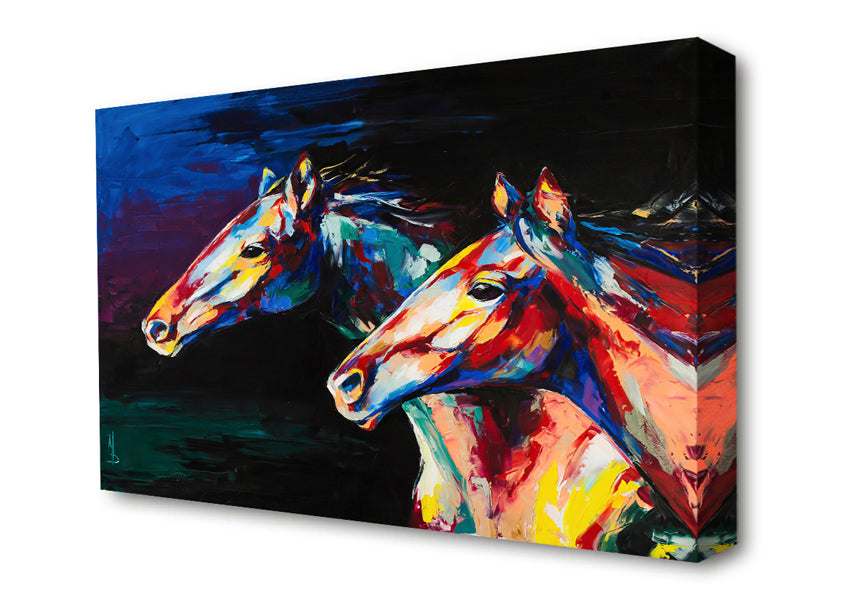 Two Running Horses Canvas Wall Art