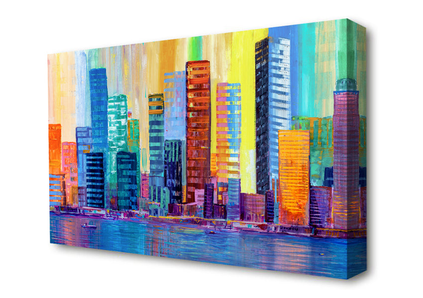 Warm And Cool City Lights Canvas Wall Art