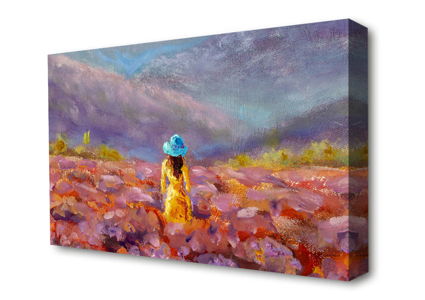 The Yellow Woman In The Field Canvas Wall Art