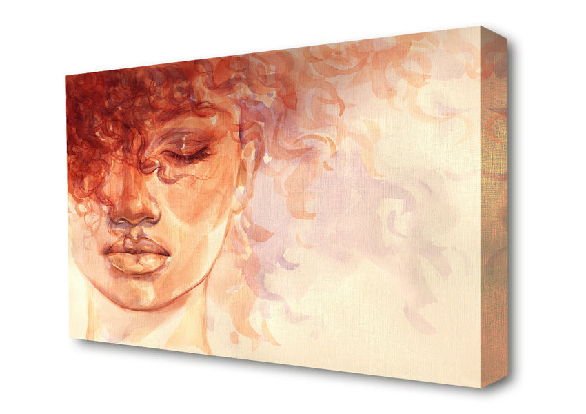 Orange Portrait Of Watercolour Canvas Wall Art