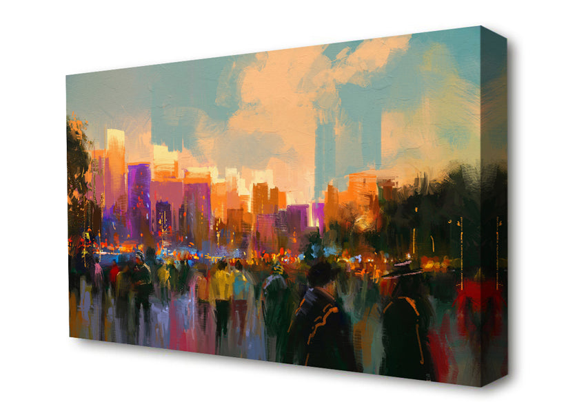 Crowds In The Streets Canvas Wall Art