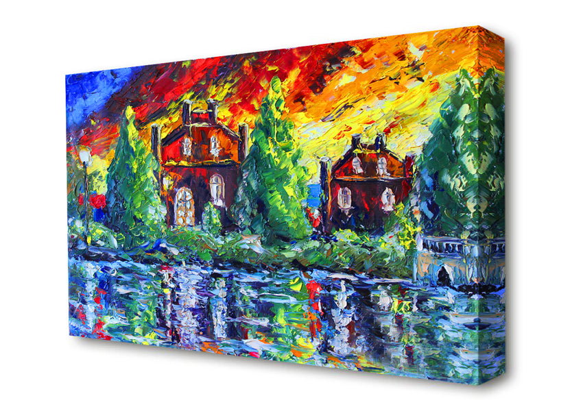 Red Sky Cottage Canvas Wall Art