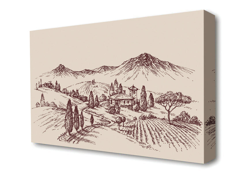 The Sepia Mountain Range Canvas Wall Art
