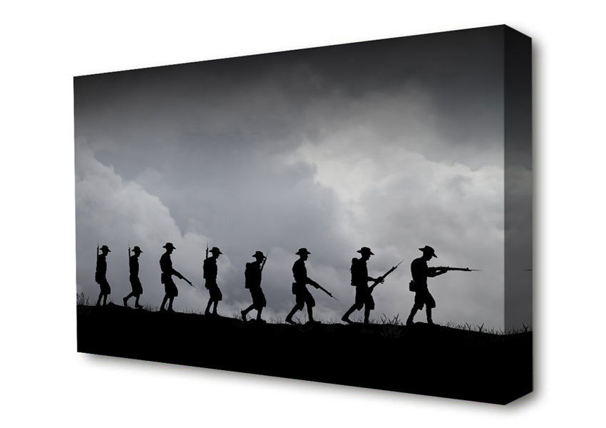 The Troops Silhouette Canvas Wall Art
