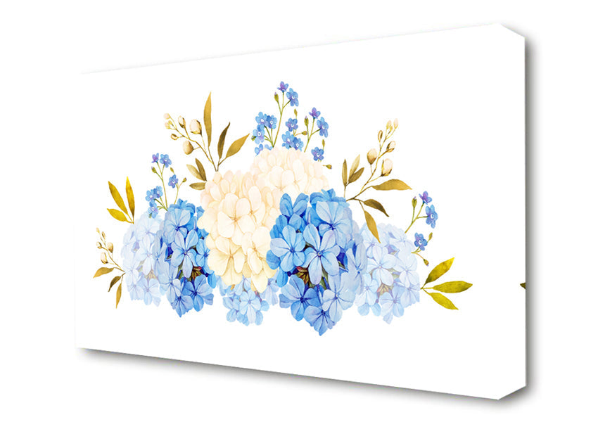 Blue And Beige Carnations Canvas Wall Art